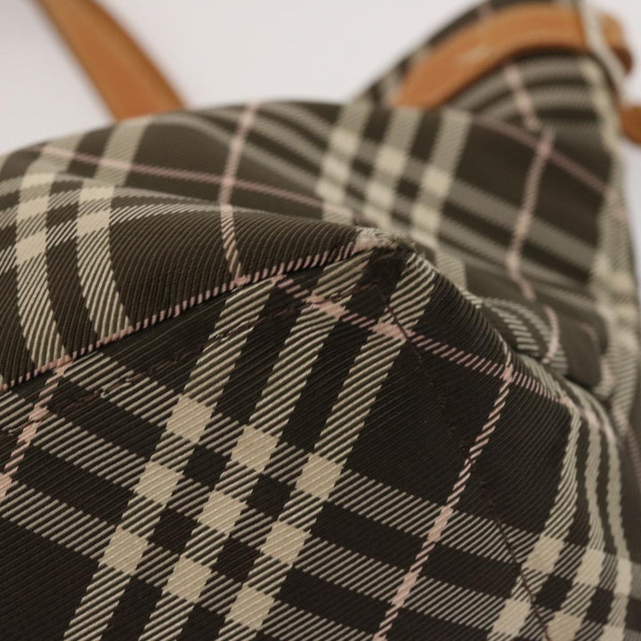 Burberry Nova Check Blue Label Tote Bag Nylon Brown Auth ti1618