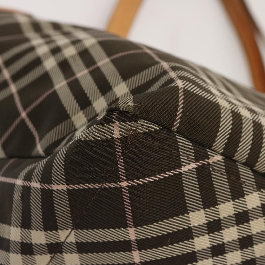 Burberry Nova Check Blue Label Tote Bag Nylon Brown Auth ti1618