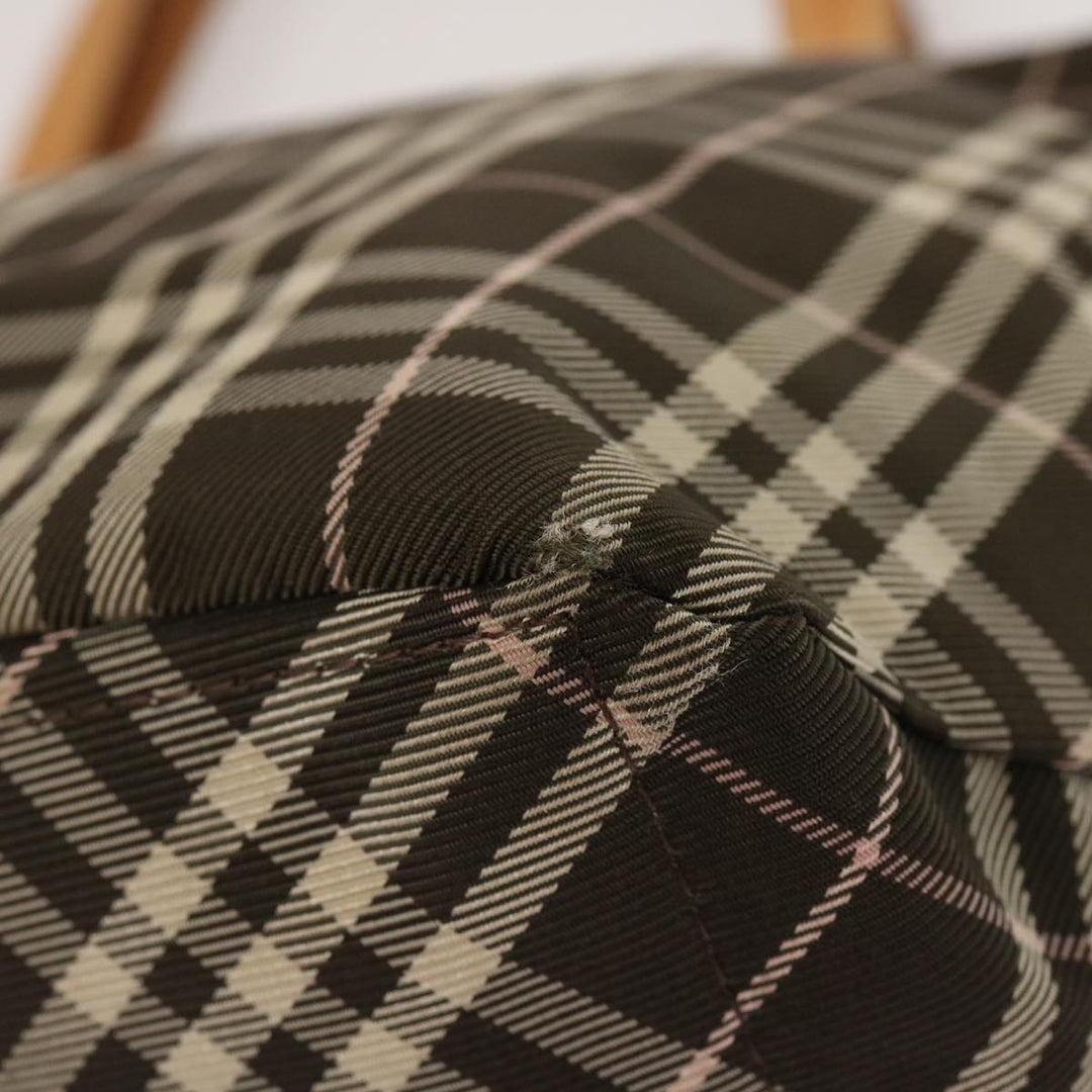 Burberry Nova Check Blue Label Tote Bag Nylon Brown Auth ti1618