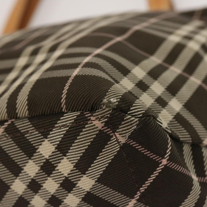 Burberry Nova Check Blue Label Tote Bag Nylon Brown Auth ti1618