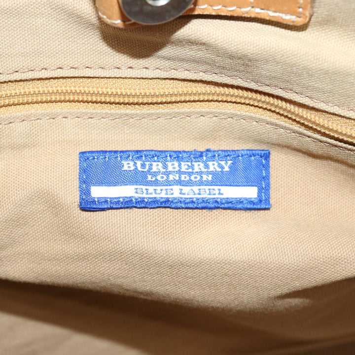 Burberry Nova Check Blue Label Tote Bag Nylon Brown Auth ti1618