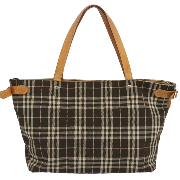Burberry Nova Check Blue Label Tote Bag Nylon Brown Auth ti1618
