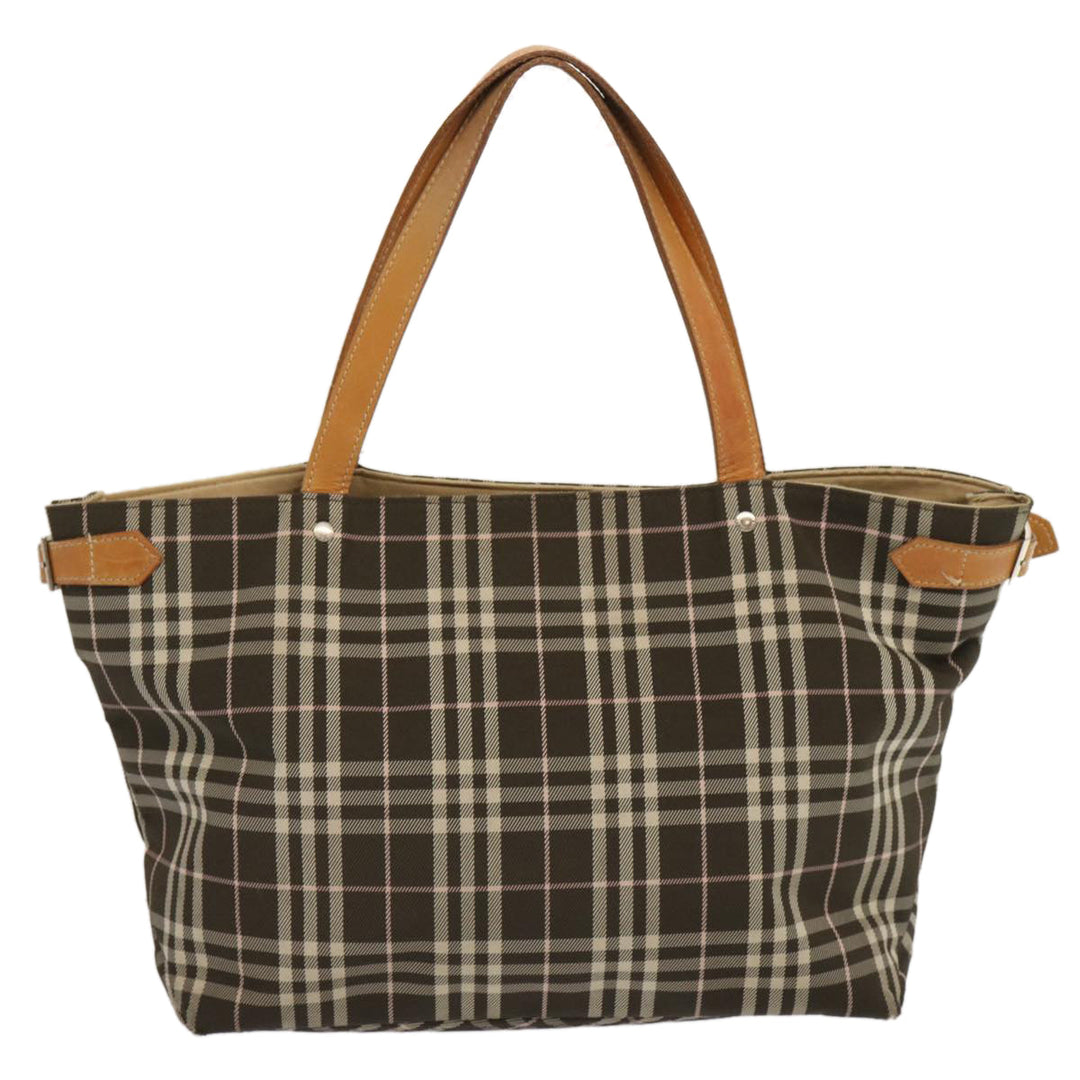 Burberry Nova Check Blue Label Tote Bag Nylon Brown Auth ti1618