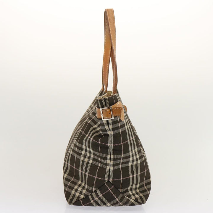 Burberry Nova Check Blue Label Tote Bag Nylon Brown Auth ti1618