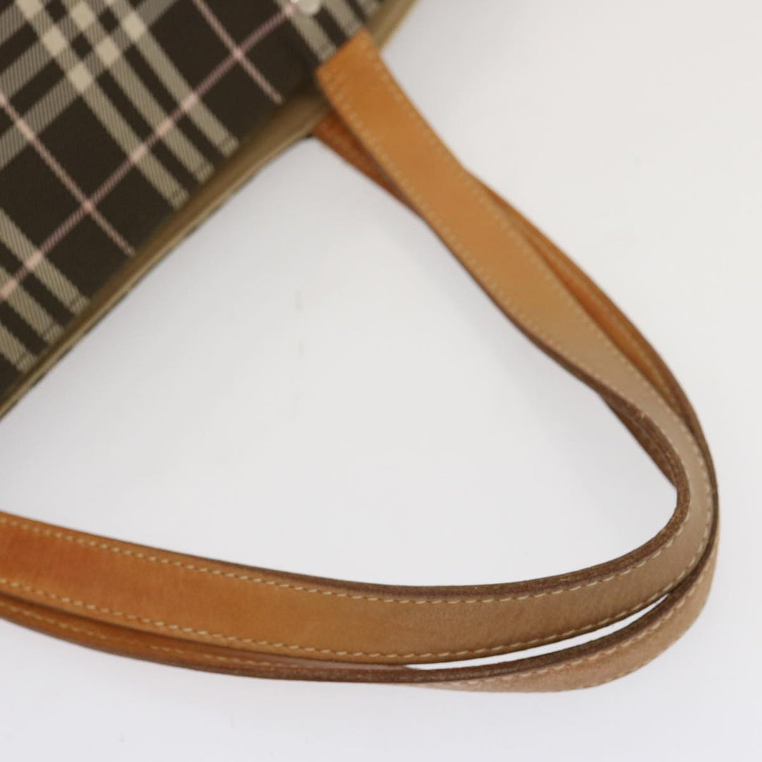 Burberry Nova Check Blue Label Tote Bag Nylon Brown Auth ti1618