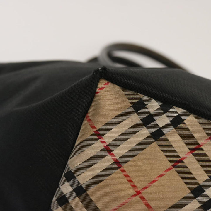 BurberrySs Nova Check Blue Label Hand Bag Nylon Beige Auth ti1621