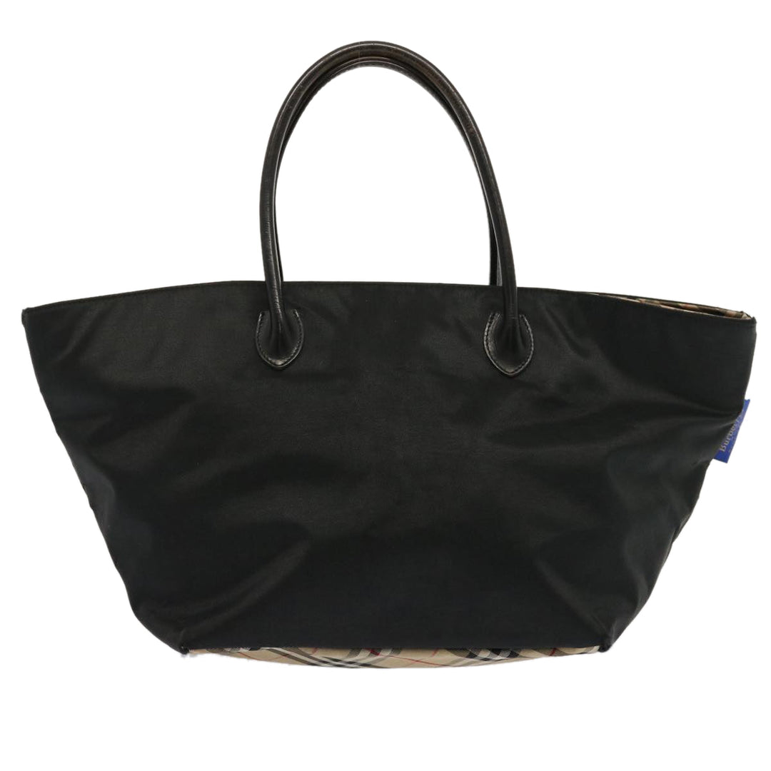 BurberrySs Nova Check Blue Label Hand Bag Nylon Beige Auth ti1621