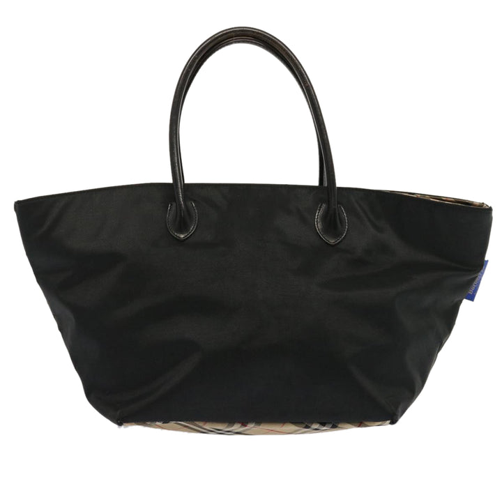 BurberrySs Nova Check Blue Label Hand Bag Nylon Beige Auth ti1621