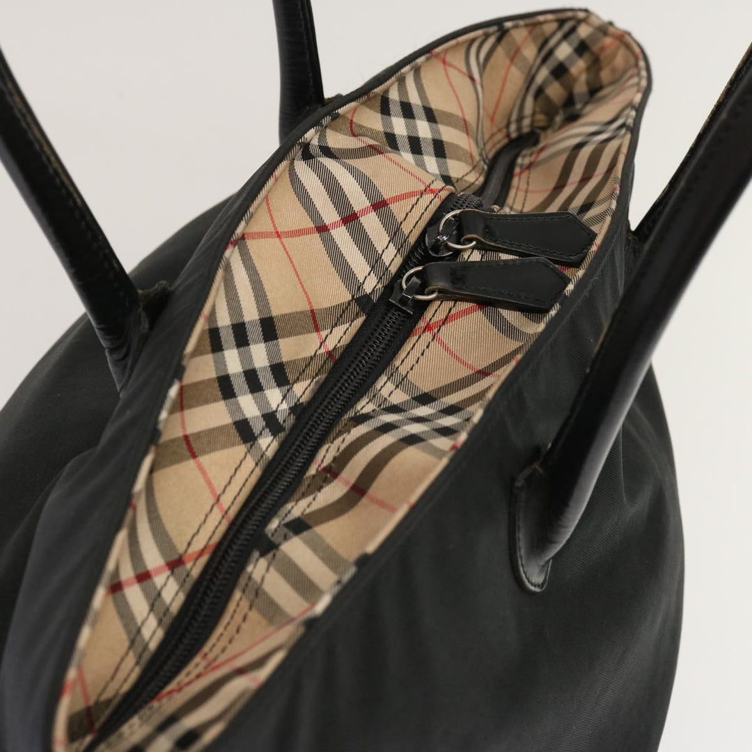 BurberrySs Nova Check Blue Label Hand Bag Nylon Beige Auth ti1621