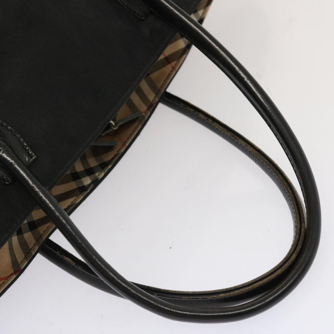 BurberrySs Nova Check Blue Label Hand Bag Nylon Beige Auth ti1621