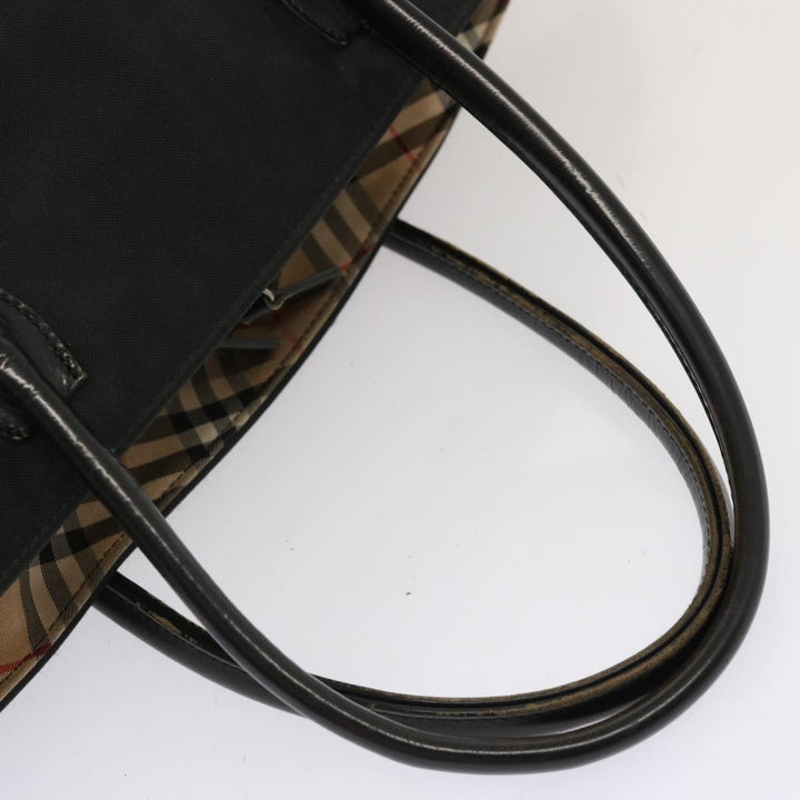 BurberrySs Nova Check Blue Label Hand Bag Nylon Beige Auth ti1621