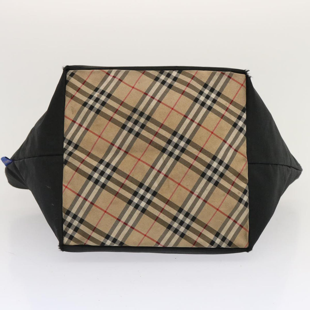 BurberrySs Nova Check Blue Label Hand Bag Nylon Beige Auth ti1621