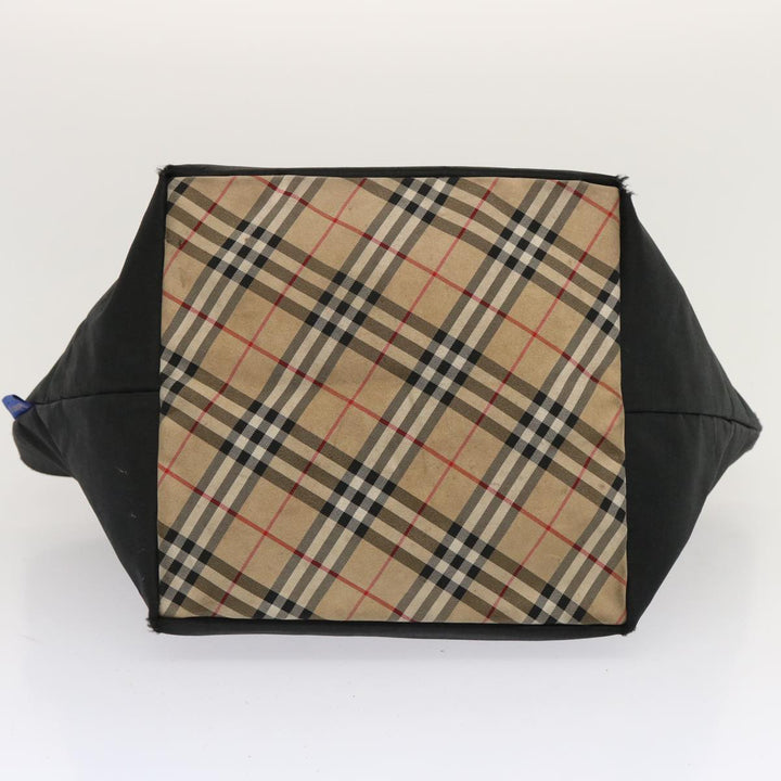 BurberrySs Nova Check Blue Label Hand Bag Nylon Beige Auth ti1621