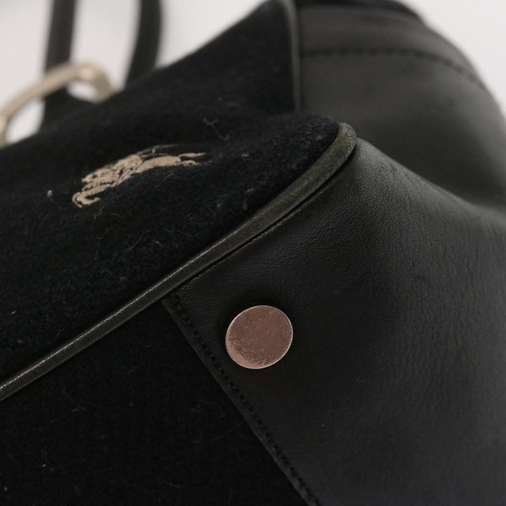 Burberry Blue Label Hand Bag Wool Black Auth ti1622