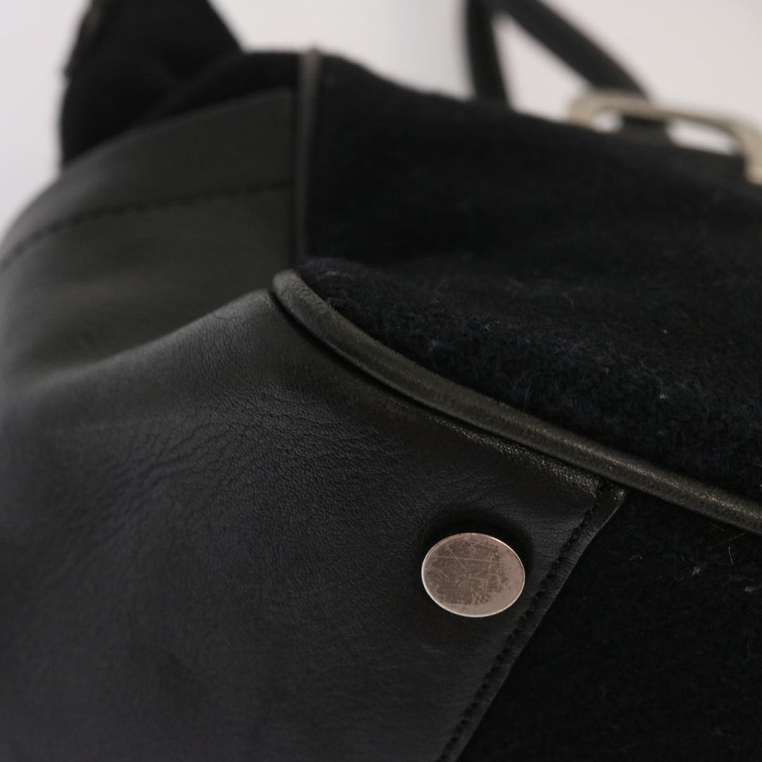 Burberry Blue Label Hand Bag Wool Black Auth ti1622