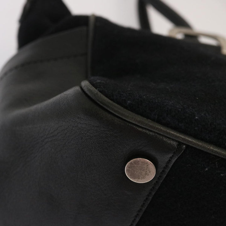 Burberry Blue Label Hand Bag Wool Black Auth ti1622