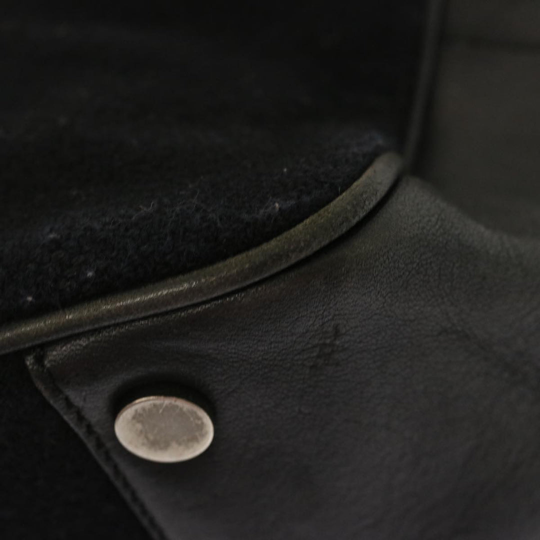 Burberry Blue Label Hand Bag Wool Black Auth ti1622