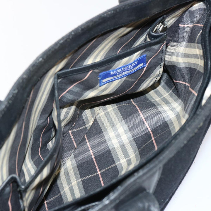 Burberry Blue Label Hand Bag Wool Black Auth ti1622