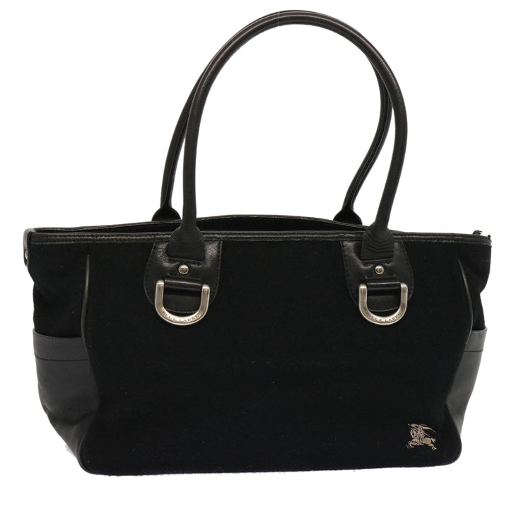 Burberry Blue Label Hand Bag Wool Black Auth ti1622