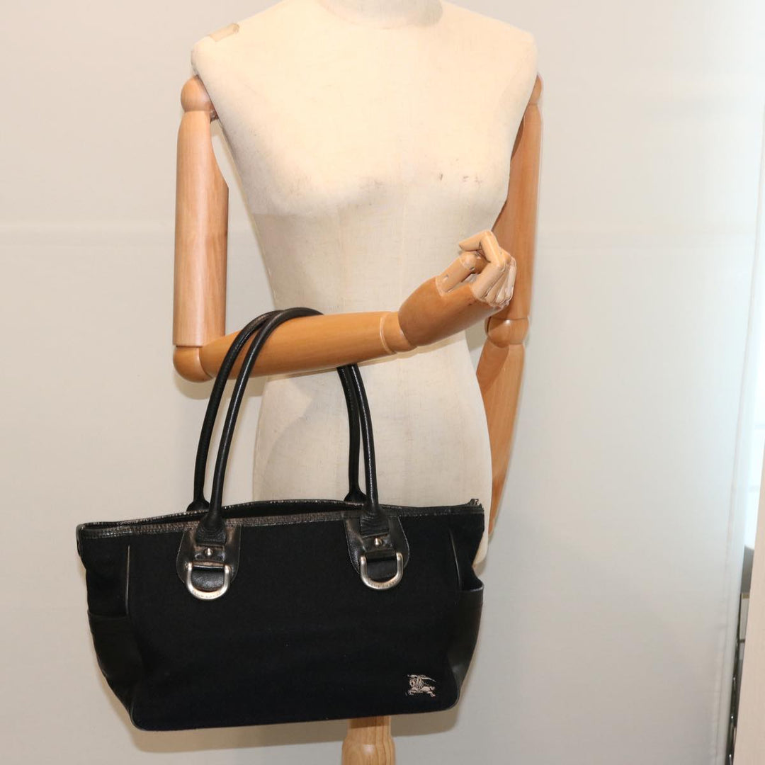 Burberry Blue Label Hand Bag Wool Black Auth ti1622