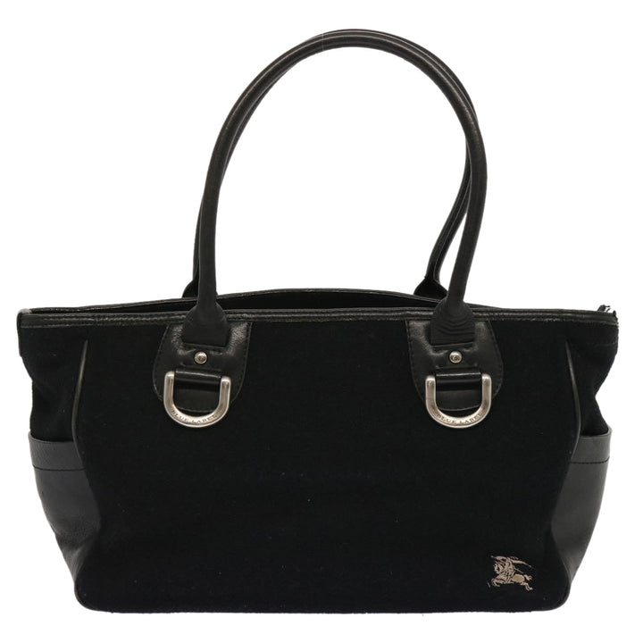 Burberry Blue Label Hand Bag Wool Black Auth ti1622