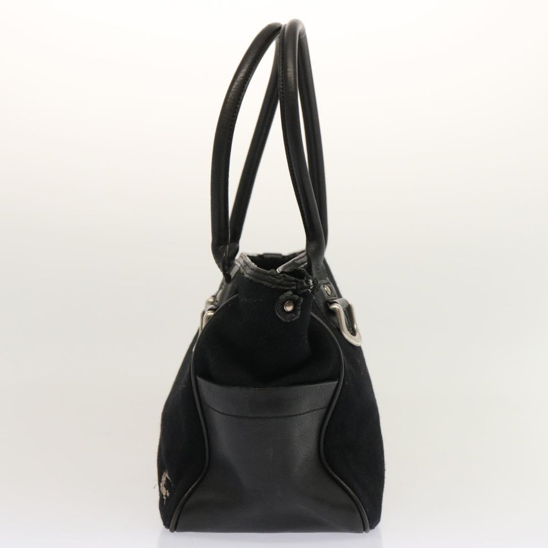 Burberry Blue Label Hand Bag Wool Black Auth ti1622
