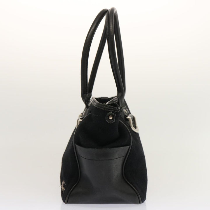 Burberry Blue Label Hand Bag Wool Black Auth ti1622
