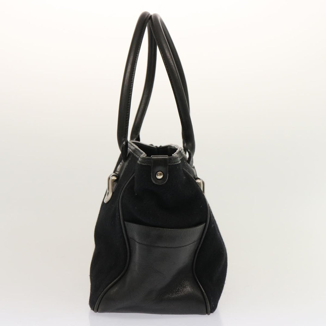 Burberry Blue Label Hand Bag Wool Black Auth ti1622