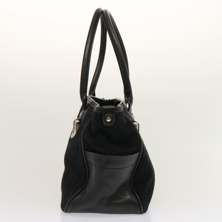 Burberry Blue Label Hand Bag Wool Black Auth ti1622