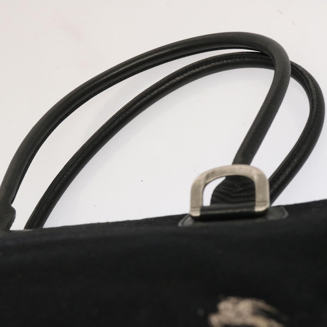Burberry Blue Label Hand Bag Wool Black Auth ti1622