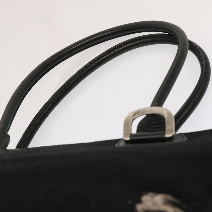 Burberry Blue Label Hand Bag Wool Black Auth ti1622