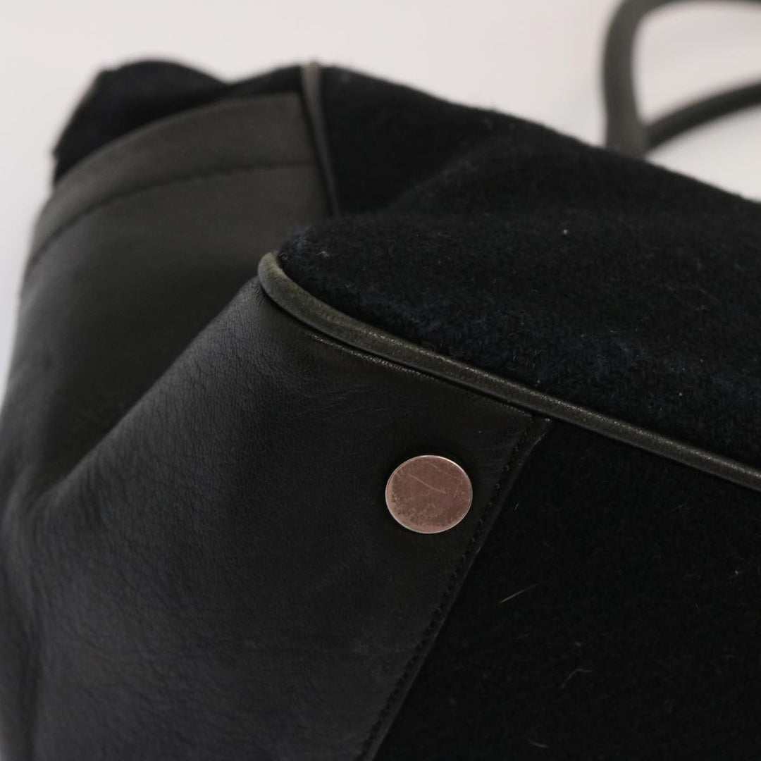 Burberry Blue Label Hand Bag Wool Black Auth ti1622