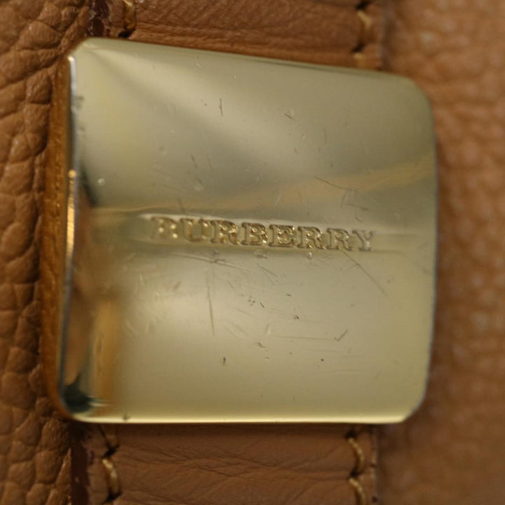 BURBERRY Hand Bag Leather Beige Auth ti1623