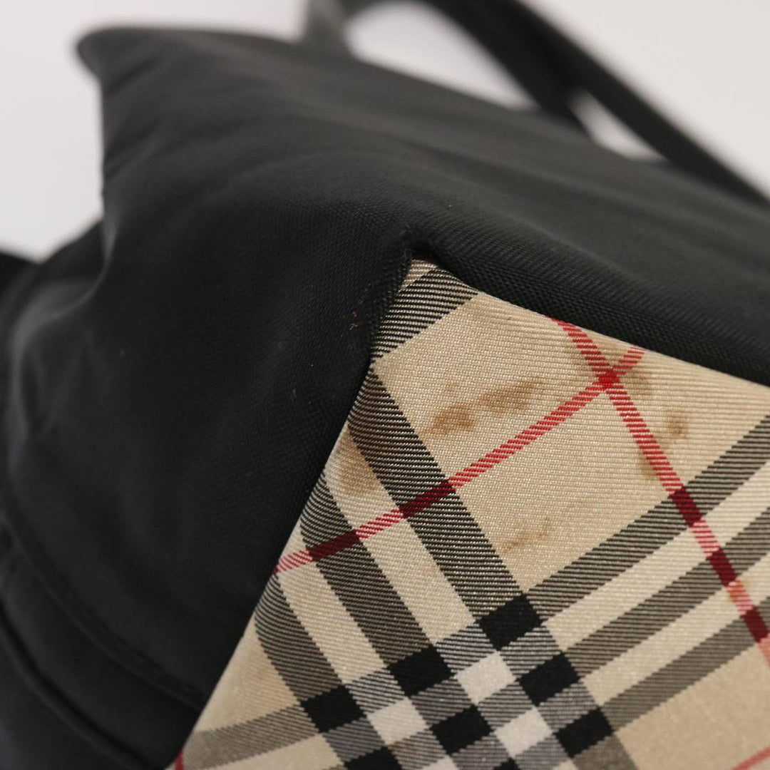 Burberry Nova Check Blue Label Hand Bag Nylon Beige Black Auth ti1650