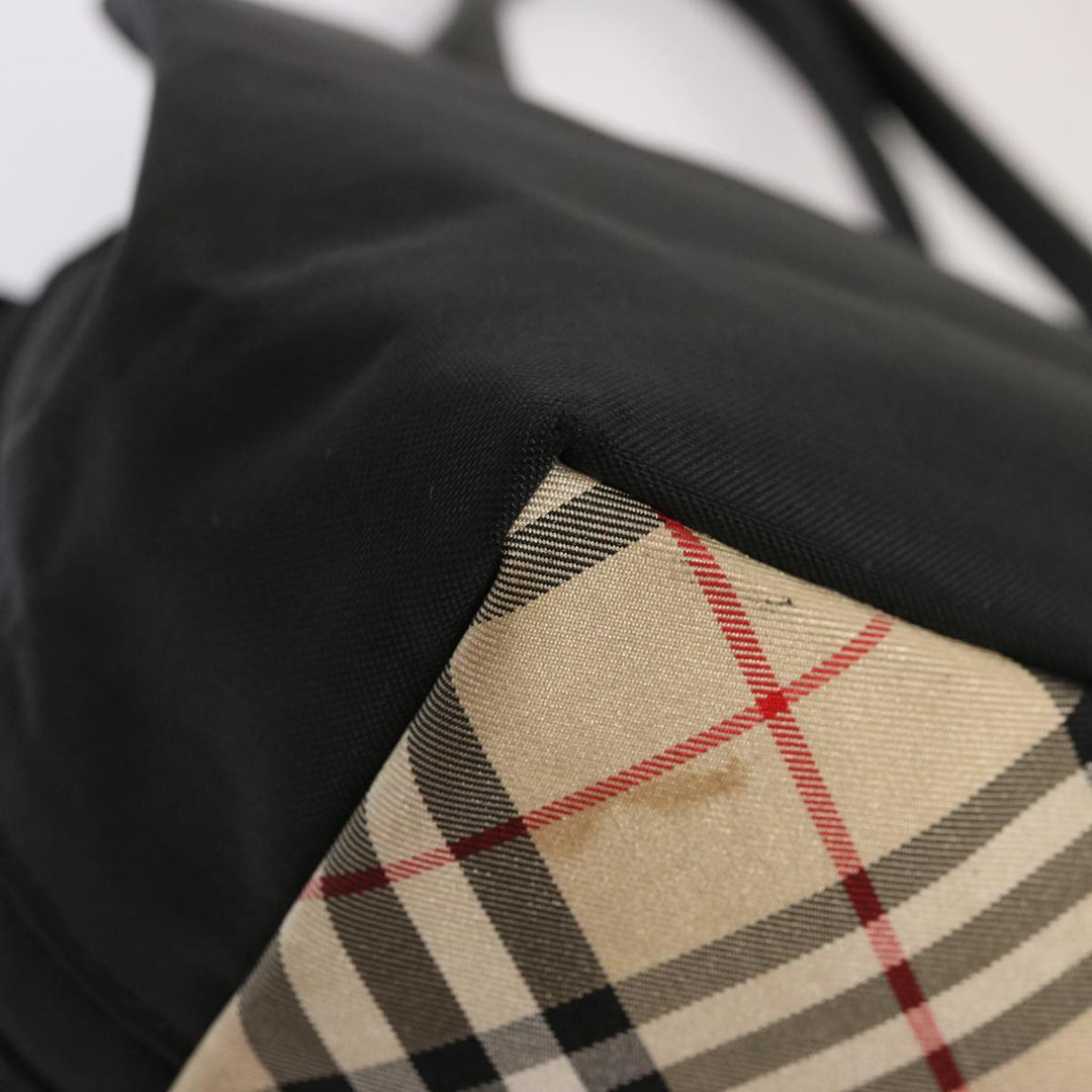 Burberry Nova Check Blue Label Hand Bag Nylon Beige Black Auth ti1650
