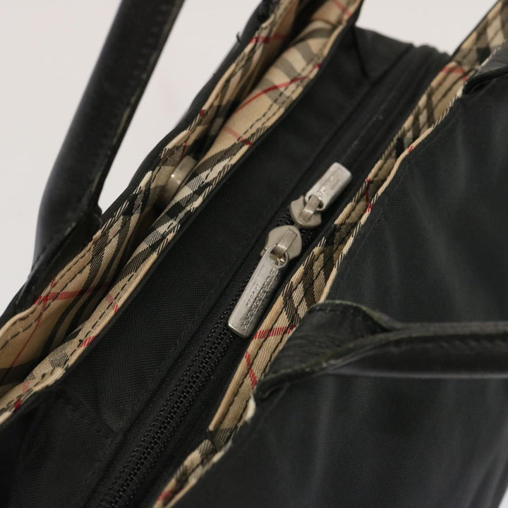 Burberry Nova Check Blue Label Hand Bag Nylon Beige Black Auth ti1650