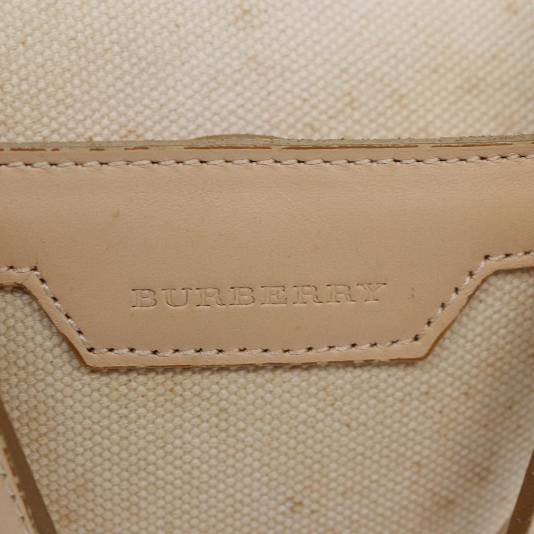 Burberry Hand Bag Canvas Beige Auth ti1704