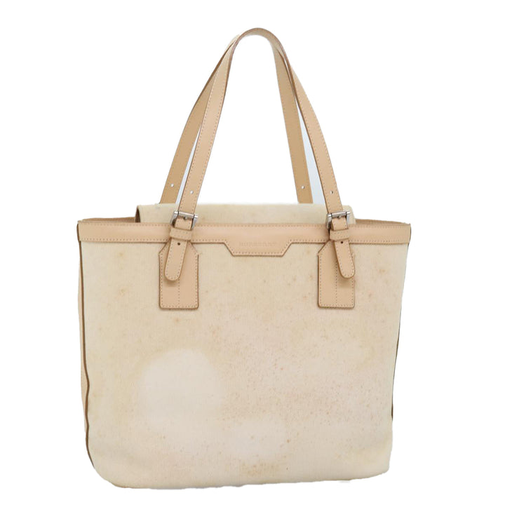 Burberry Hand Bag Canvas Beige Auth ti1704