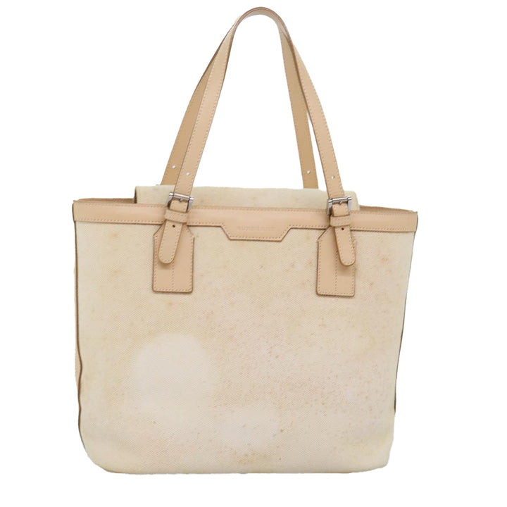 Burberry Hand Bag Canvas Beige Auth ti1704