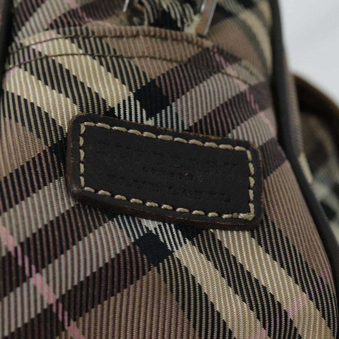 Burberry Nova Check Blue Label Shoulder Bag Nylon Brown Auth ti1741