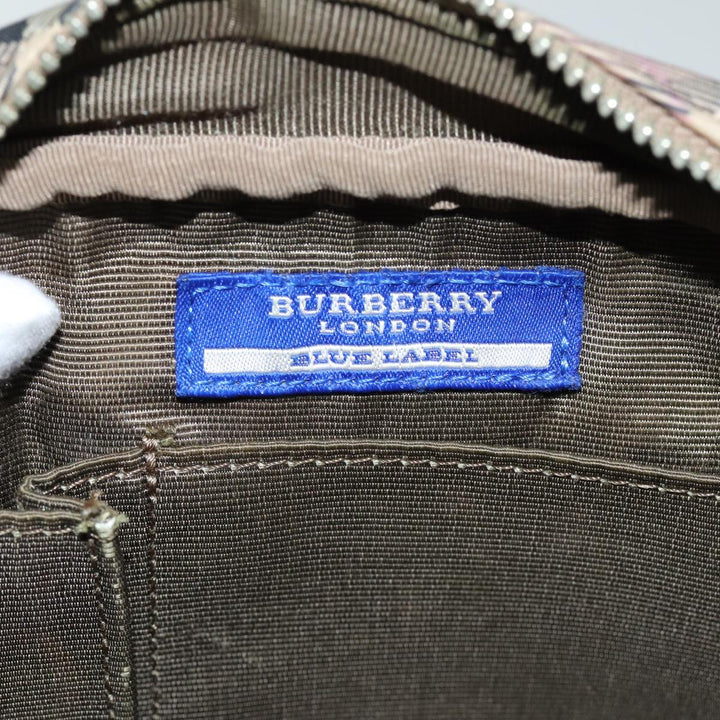 Burberry Nova Check Blue Label Shoulder Bag Nylon Brown Auth ti1741