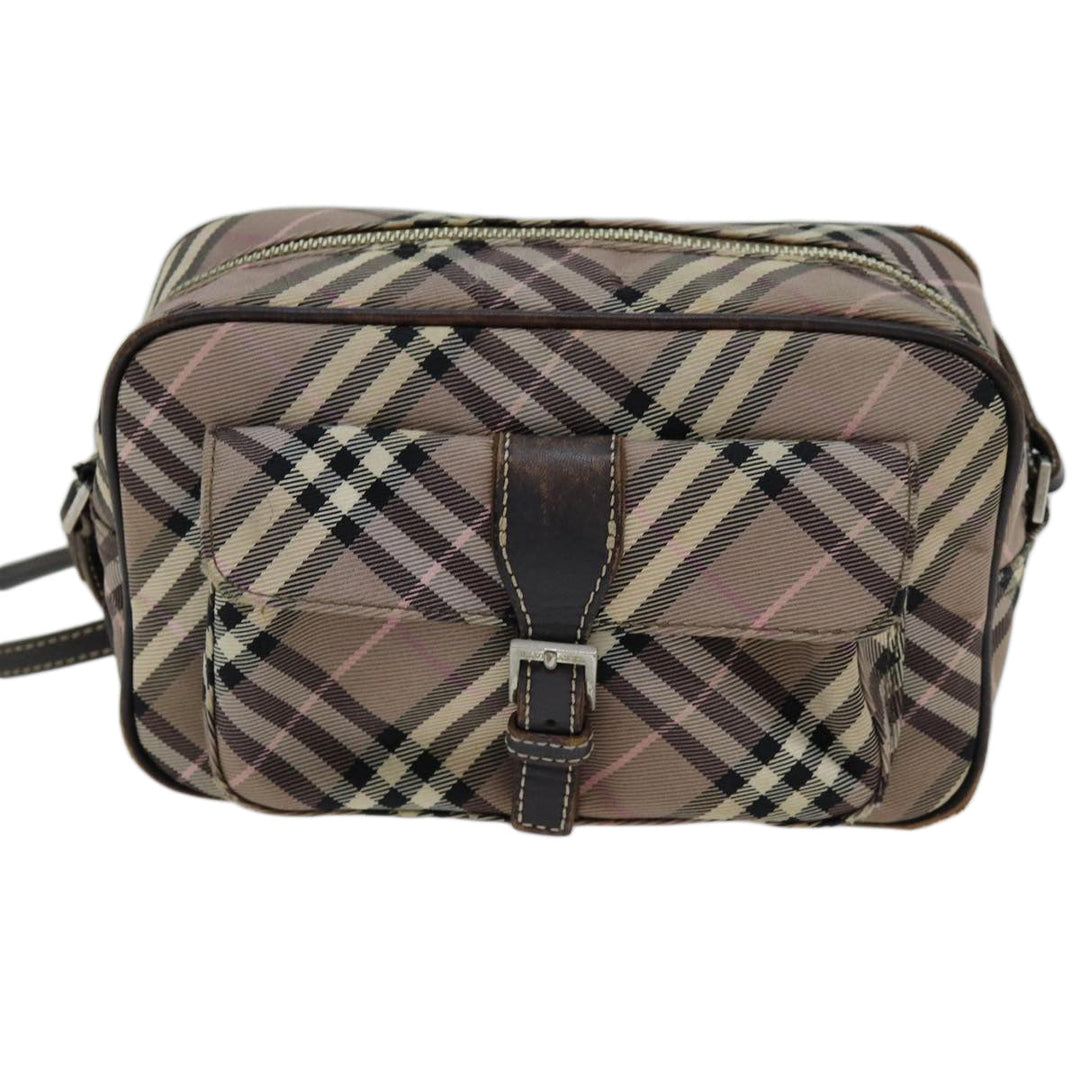 Burberry Nova Check Blue Label Shoulder Bag Nylon Brown Auth ti1741