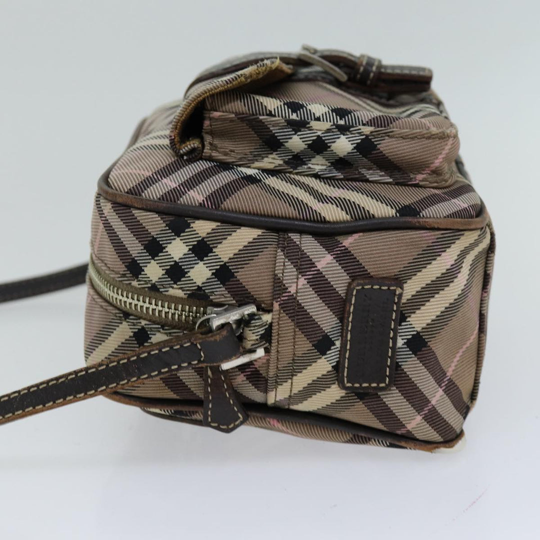 Burberry Nova Check Blue Label Shoulder Bag Nylon Brown Auth ti1741