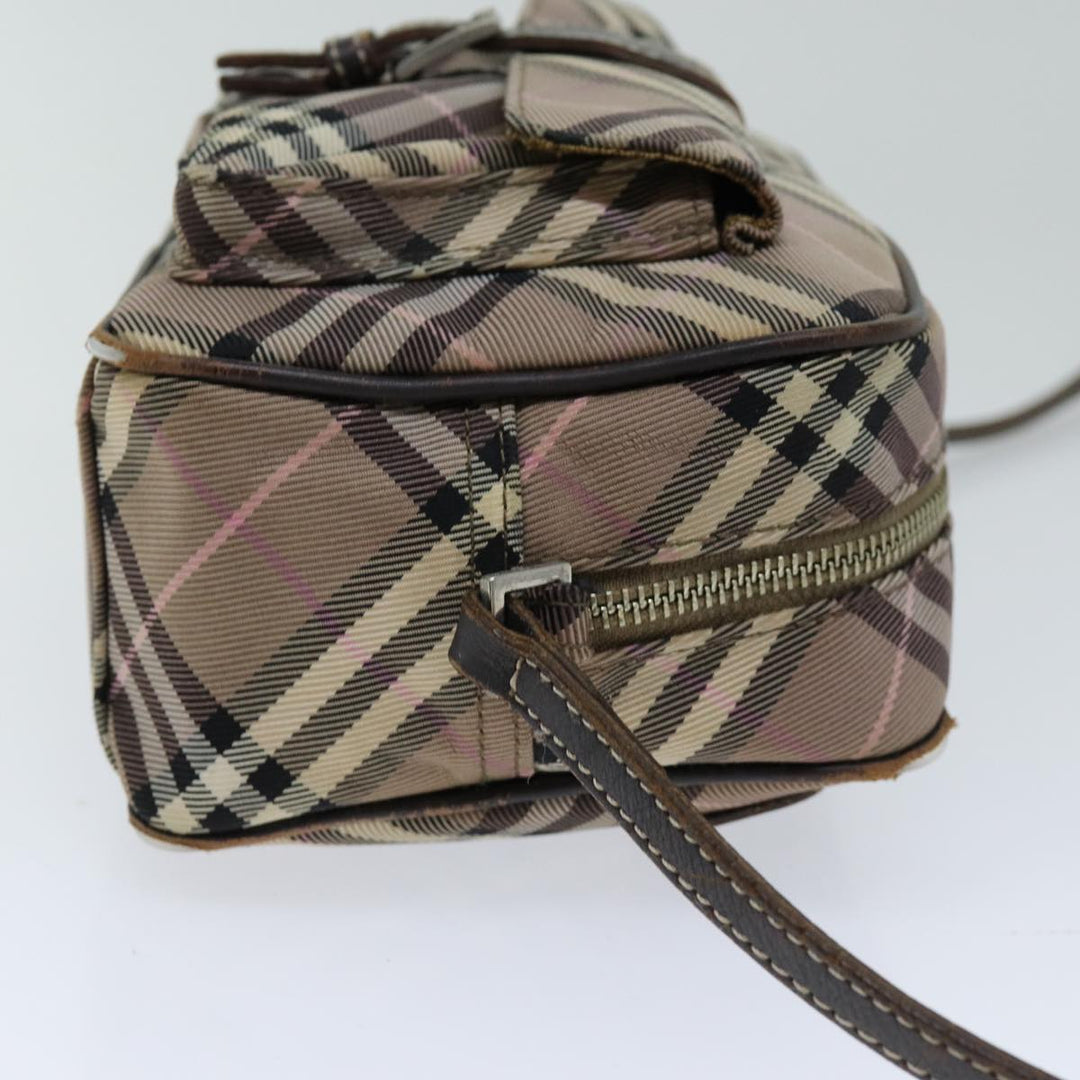 Burberry Nova Check Blue Label Shoulder Bag Nylon Brown Auth ti1741