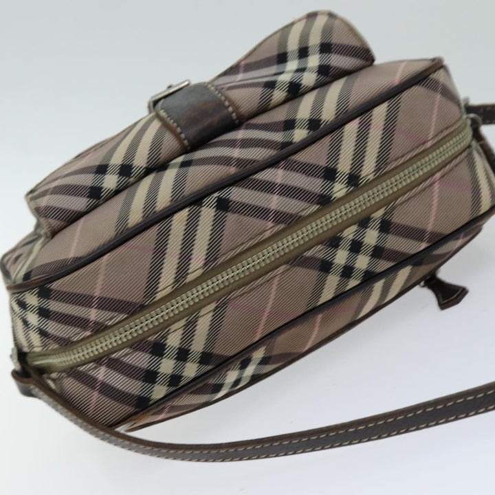 Burberry Nova Check Blue Label Shoulder Bag Nylon Brown Auth ti1741