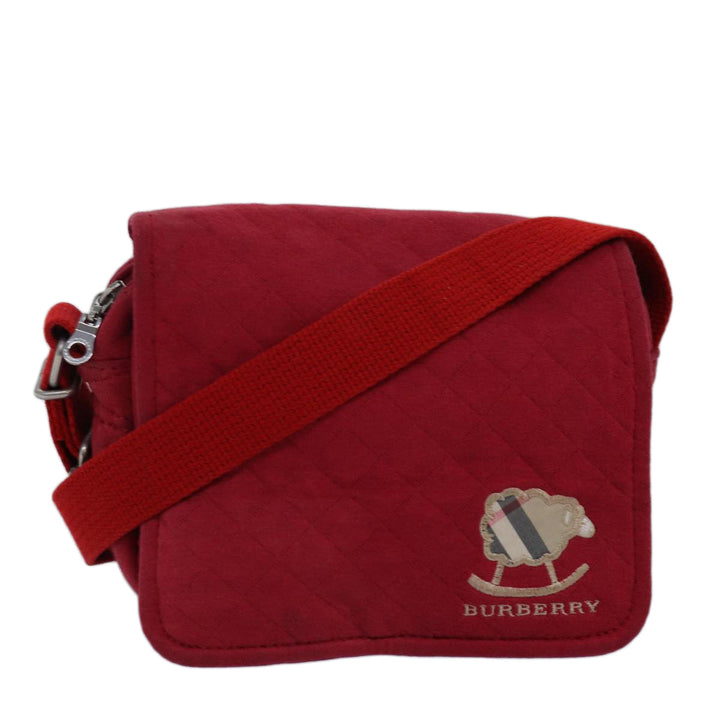 Burberry Shoulder Bag Canvas Red Auth ti1749