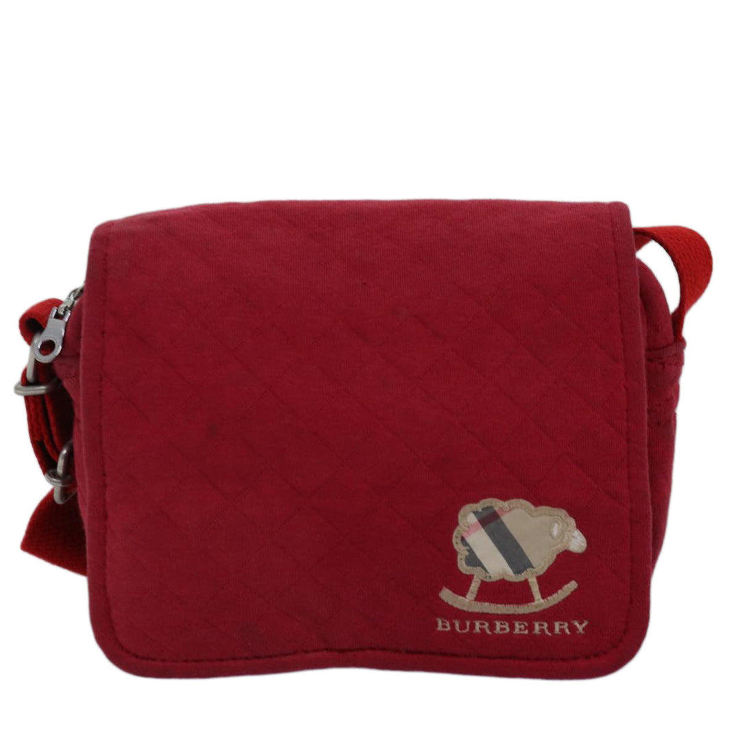 Burberry Shoulder Bag Canvas Red Auth ti1749