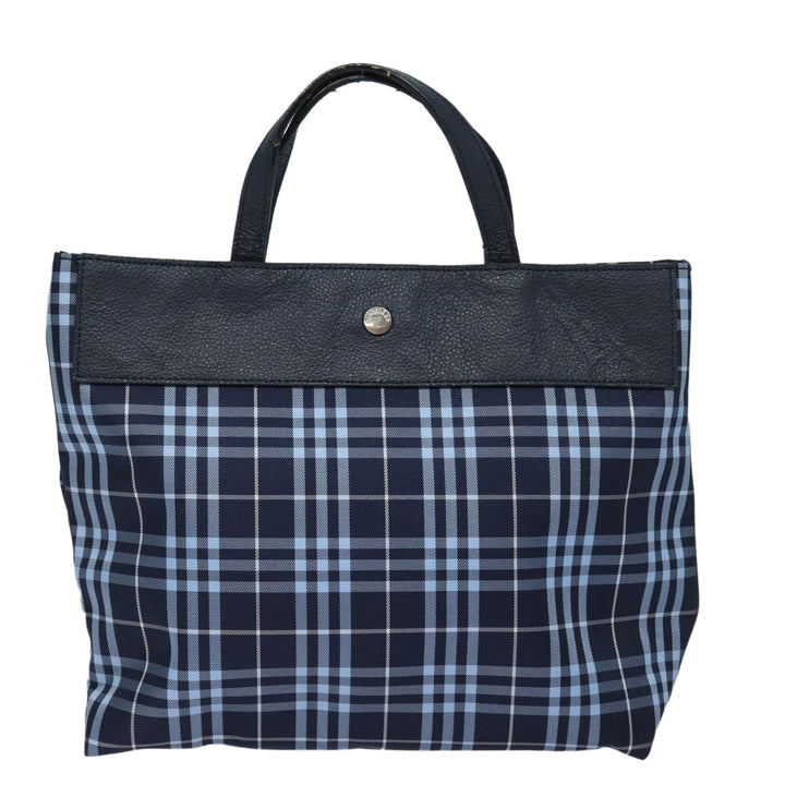 Burberry Nova Check Hand Bag Nylon Navy Auth ti1769