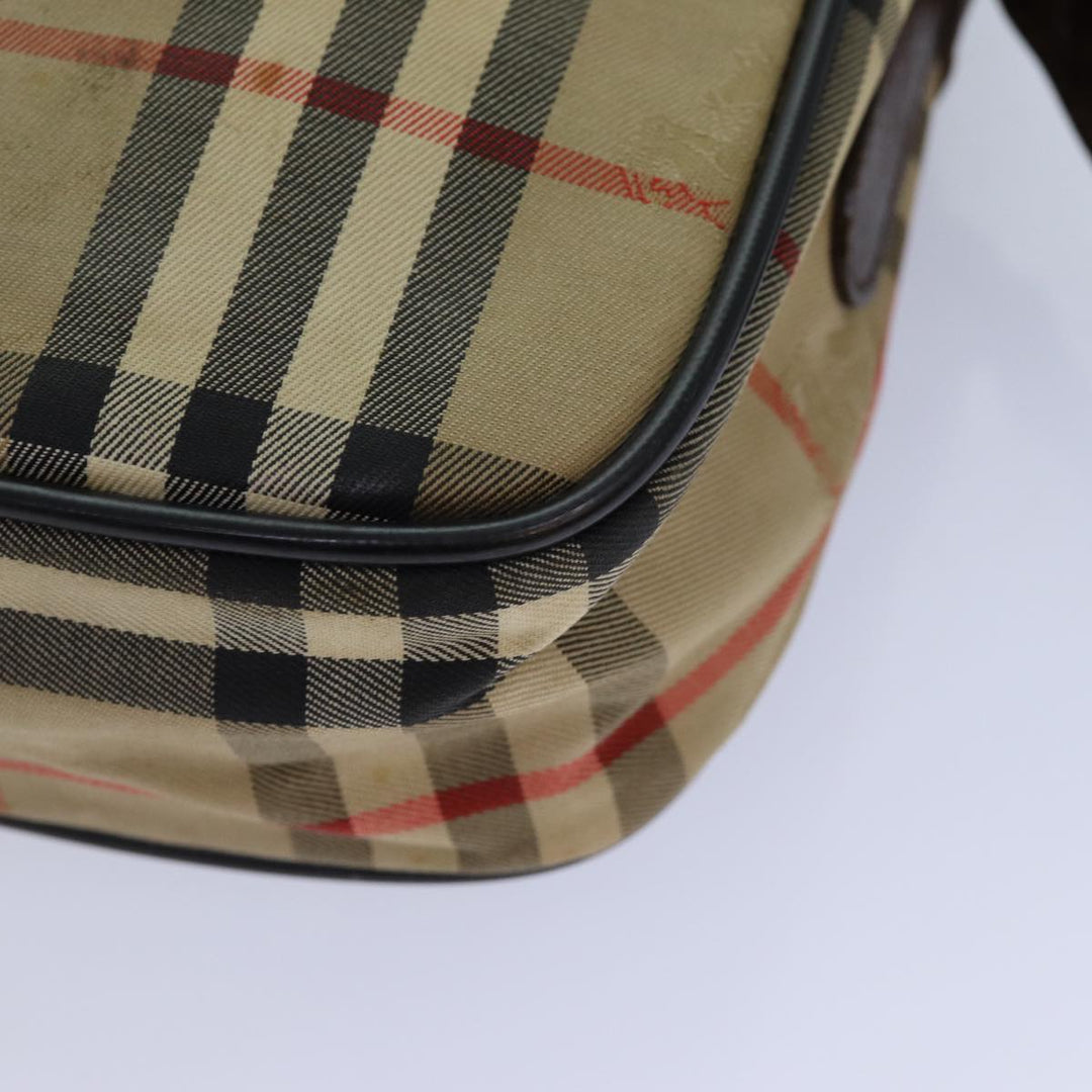 BurberrySs Nova Check Blue Label Hand Bag Canvas Black Auth ti1774