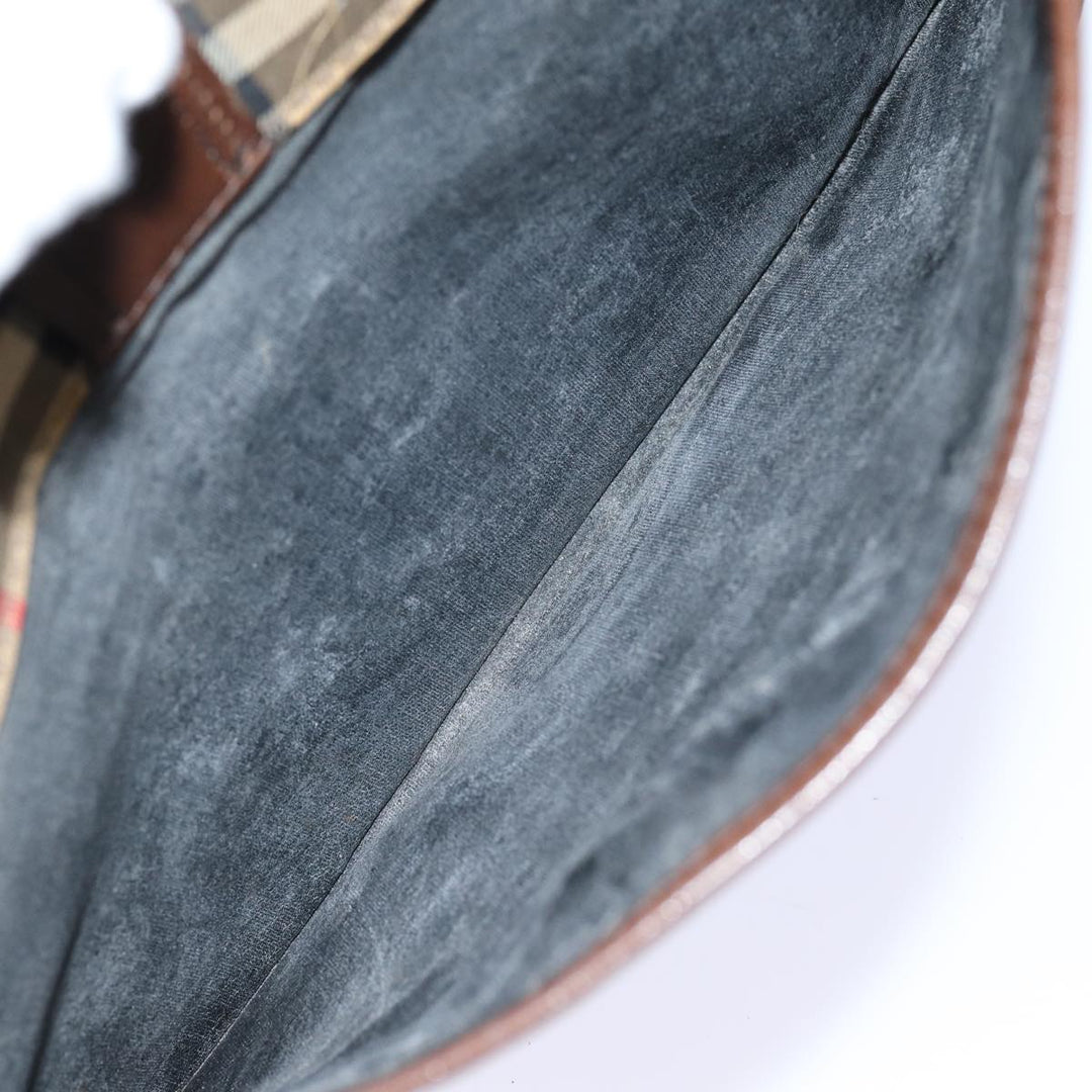 BurberrySs Nova Check Blue Label Hand Bag Canvas Black Auth ti1774